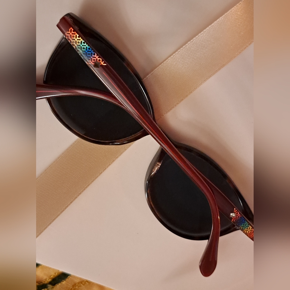 Women's Bulova Victoria Falls Glasses Frames. Wine With Metallic Rainbow Design.